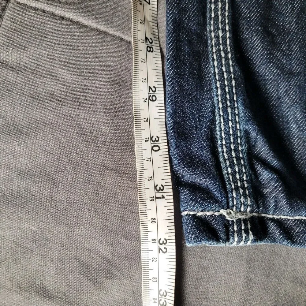 COOGI Jeans Straight Mens 36x34 Embroidered Pockets Denim Dark Blue Loose Baggy